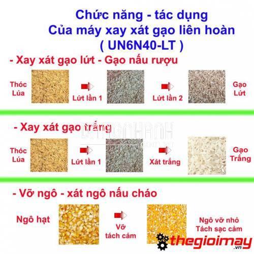 Máy xay xát lúa gạo liên hoàn mini : Xát gạo lứt – Gạo trắng UN6N40-LT