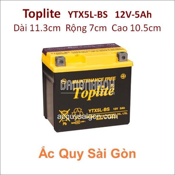 Bình ắc quy xe máy TOPLITE 12V 5Ah YTX5L-BS