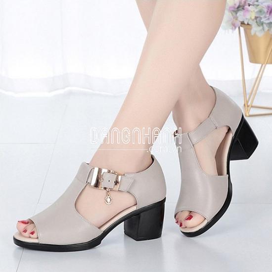 Giày Sandal Nữ Cao Gót Phong Cách Hàn Quốc SDAN115 Ghi