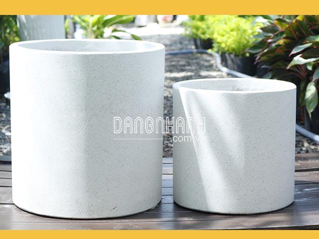  Chậu Xi Măng Đá Mài Trụ Tròn Lớn 60x60cm