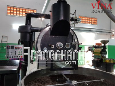 Máy rang cà phê 90kg hot air hồi khí