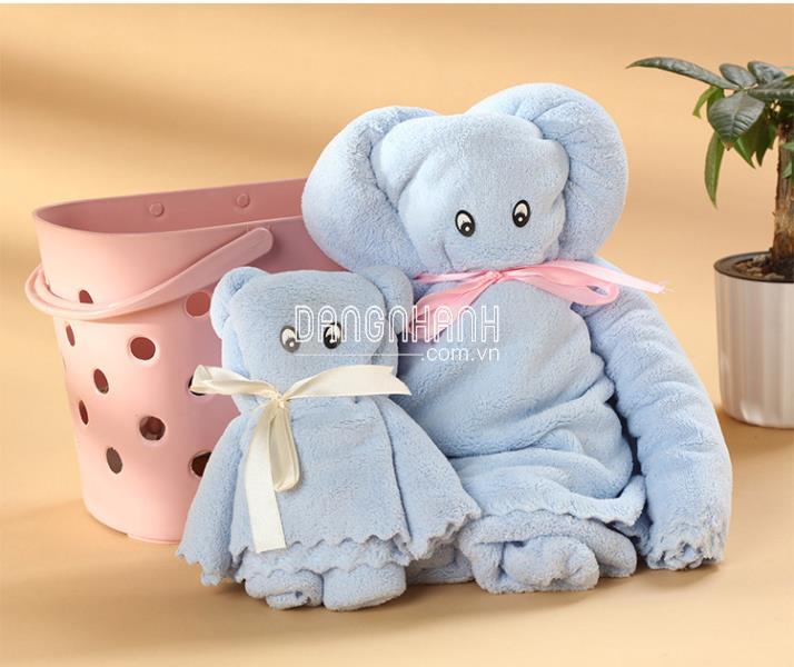 Bộ khăn tắm và khăn mặt xếp hình gấu
