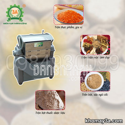 Máy trộn bột làm bánh trục ngang Inox 3A1,1KW