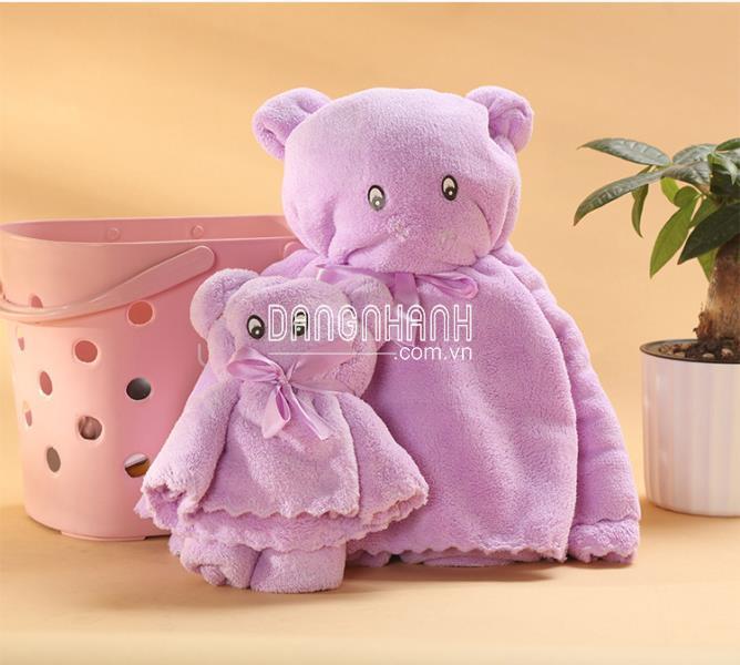Bộ khăn tắm và khăn mặt xếp hình gấu