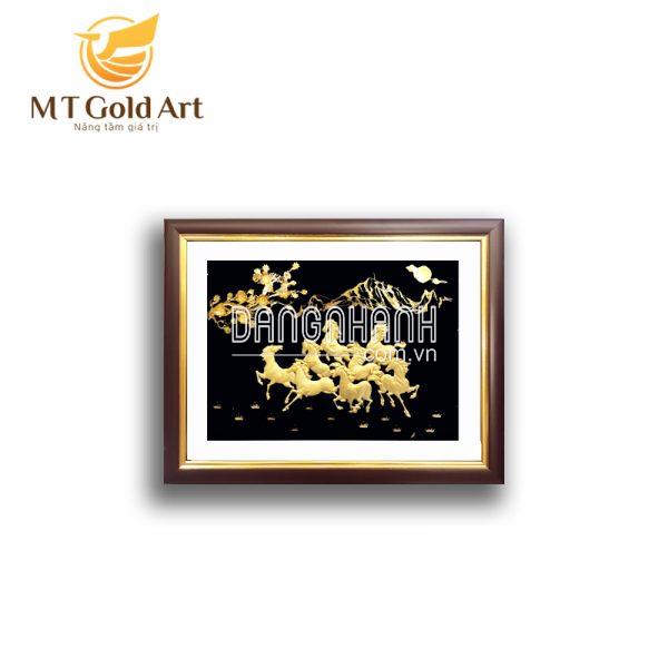 Tranh Mã đáo thành công dát vàng – Tranh bát mã (27x34cm)