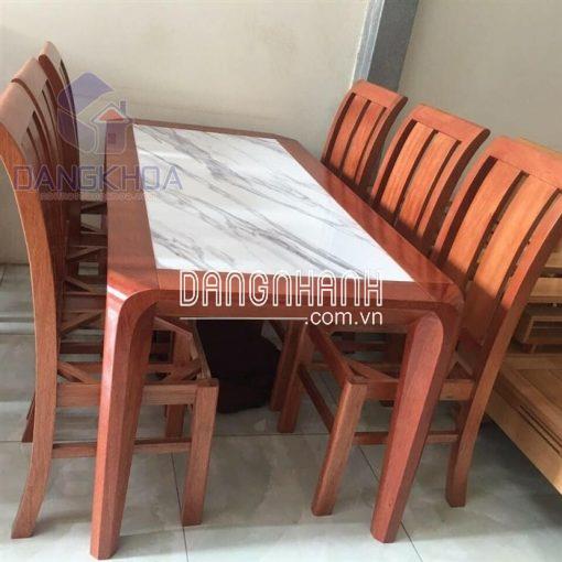 Bộ bàn ăn 6 ghế gỗ sồi mặt đá – BADK27
