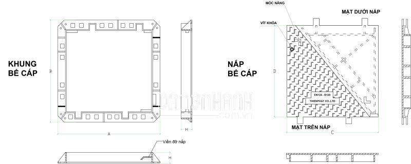 Nắp bể cáp 2 cánh B125-D400