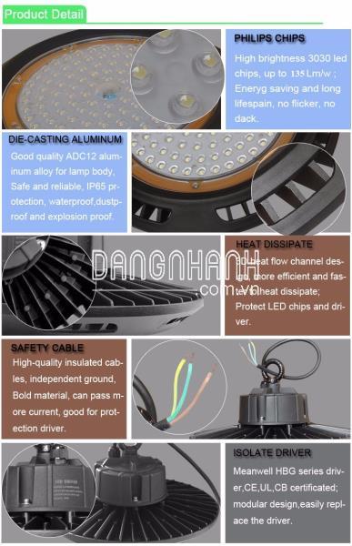 Đèn led nhà xưởng UFO 150W bảo hành 5 năm