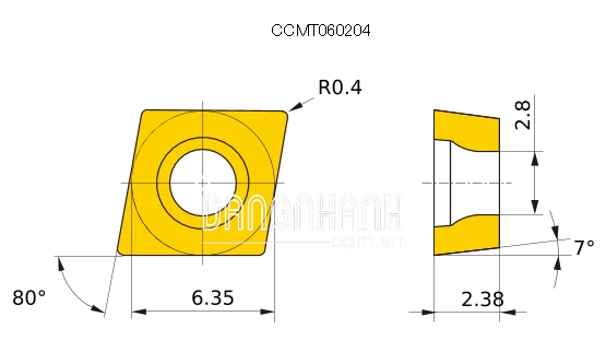 Dao tiện CCMT060204-NX2525