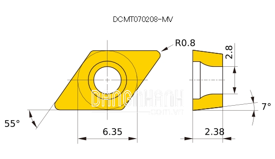 Dao tiện DCMT070208-MV-VP15TF