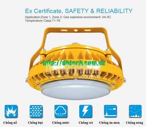 Đèn led nhà xưởng chống cháy nổ 80W chiếu sáng nhà xưởng, kho hóa chất, kho giấy, hâm mỏ