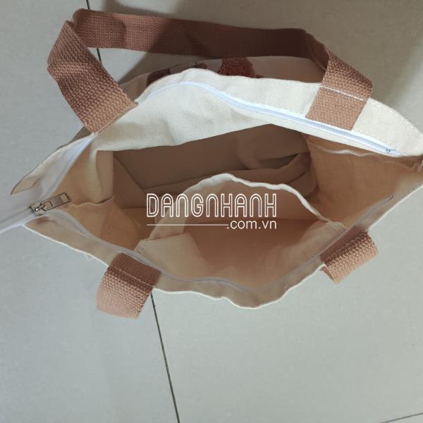 Túi canvas – Vải dầy – Ngăn chứa rộng có dây kéo 