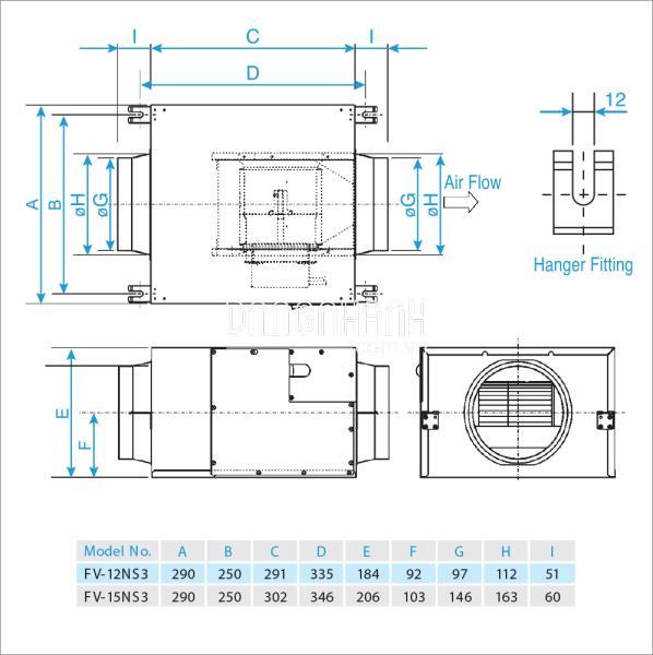 Quạt hút Cabinet ồn thấp Panasonic FV‑12NS3