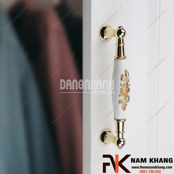 Tay nắm cửa tủ phối sứ trắng NK361 | Zalo 0901 196 552