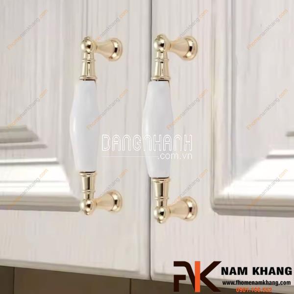 Tay nắm cửa tủ phối sứ trắng NK361 | Zalo 0901 196 552