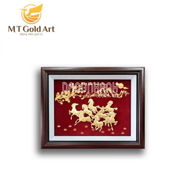 Tranh Mã đáo thành công dát vàng – Tranh bát mã (27x34cm)