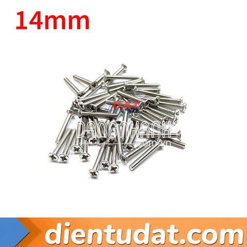 Vít Đầu Bằng Thép Không Gỉ M2 12mm 14mm - 50 con