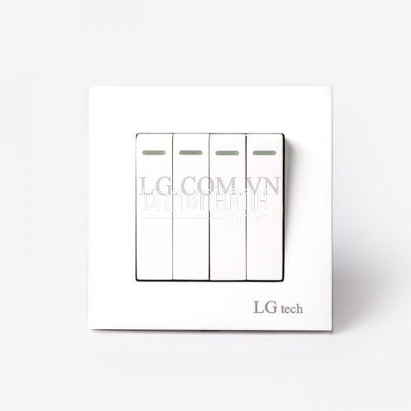 Ổ bốn công tắc điện mặt vuông nhựa trắng LG tech