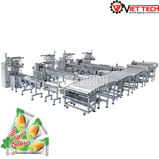 Dây chuyền máy đóng gói bánh bông lan tự động