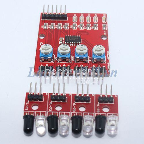Bộ Dò Đường Hồng Ngoại 4 Kênh Dùng Cho Ô Tô Điều Khiển Gồm 4 Cảm Biến Dò Đường Và 1 Mạch Master
