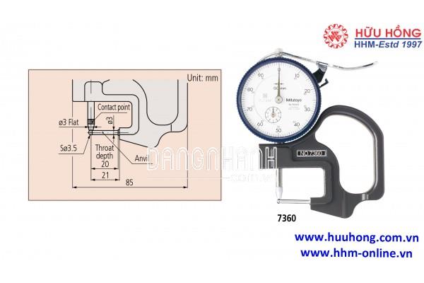 7360 Đồng hồ đo độ dày 0-10mmx0.01 Mitutoyo