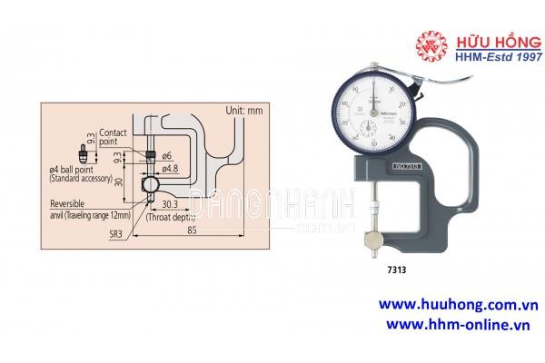 7313 Đồng hồ đo độ dày 0-10mmx0.01 Mitutoyo