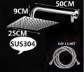 Bộ sen tắm đứng bát sen vuông inox SUS 304 - 25 cm