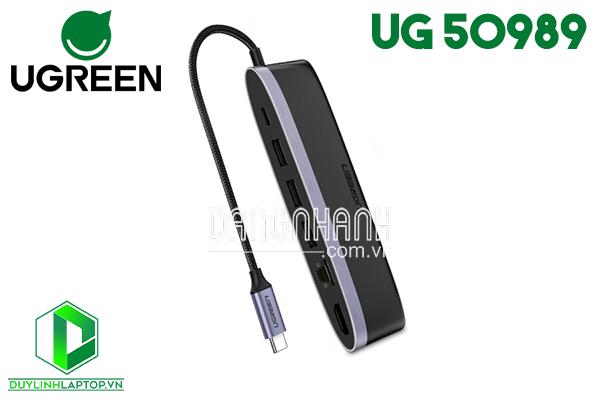 Cáp USB Type C to HDMI, VGA, USB 3.0, Lan, SD/TF, hỗ trợ sạc USB C Ugreen 50988