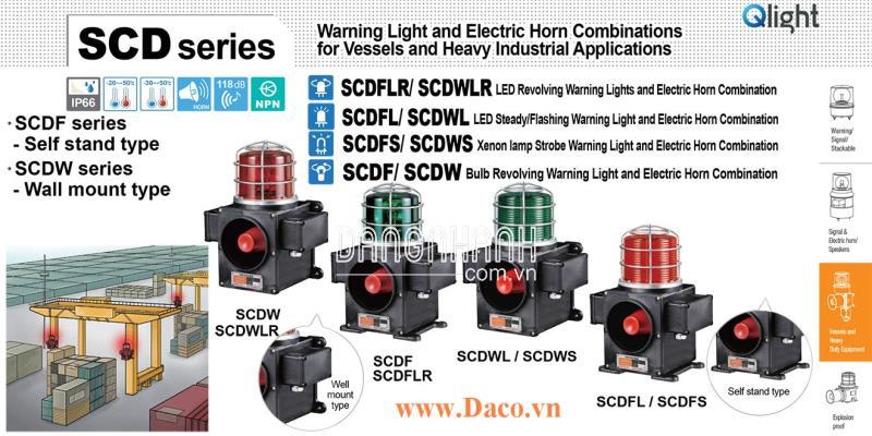 SCDWLR-WS-24-R-LC ĐÈN QUAY CÓ LOA QLIGHT HÀNG HẢI Φ140 BÓNG LED 5 ÂM BÁO ĐỘNG 118DB IP66-KR