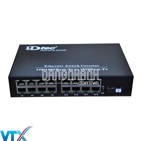 Bộ chuyển đổi quang điện 1 sợi HDTec + 8 cổng RJ45