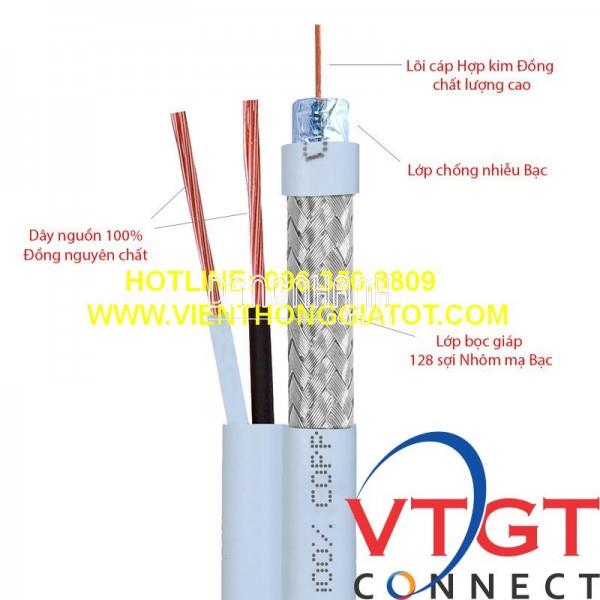 CÁP ĐỒNG TRỤC KÈM NGUỒN VINACAP RG59 CCS x 2C/C