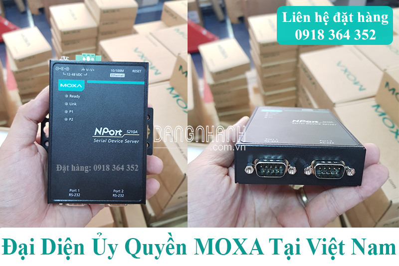 Bộ chuyển đổi 2 cổng Serial RS232 sang 1 cổng Ethernet; Đại Lý Moxa Việt Nam