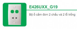 Bộ ổ cắm đơn 2 chấu và 2 lỗ trống (E426UXX_G19)
