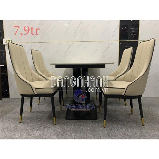 Bộ bàn ăn mặt đá chân sắt chữ V cao cấp nhập khẩu