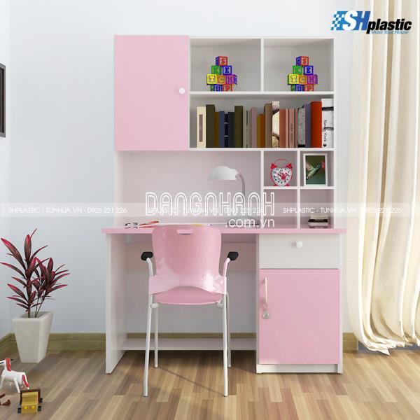 MẪU BÀN HỌC NHỰA LIỀN GIÁ SÁCH VÀ HỘC ĐỰNG ĐỒ / SHPLASTIC BH20