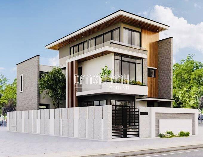 Mẫu nhà 3 tầng đẹp với 2 mặt tiền theo phong cách hiện đại