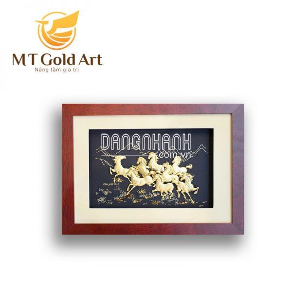 Tranh Mã đáo thành công dát vàng – Tranh bát mã (27x34cm)
