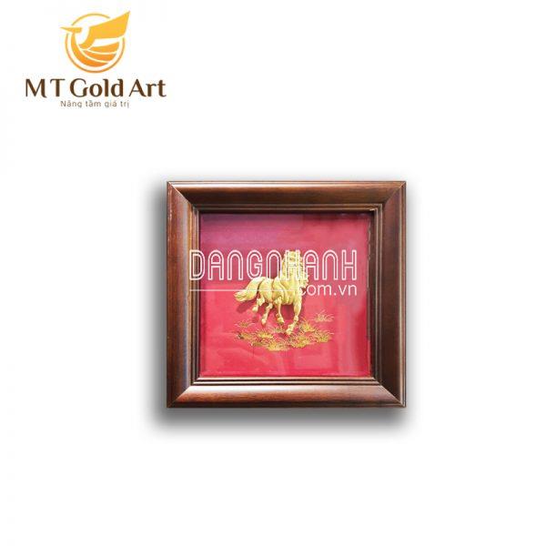Tranh mã đáo thành công dát vàng 24k ( 20×20)