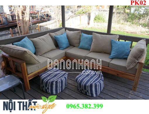 Bàn ghế phòng khách PK02 đẹp mộc mạc, giá rẻ