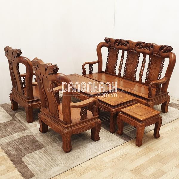 Bàn Ghế Phòng Khách Gỗ Hương Vân Chạm Đào Tay 10 6 Món Đẹp Giá Rẻ