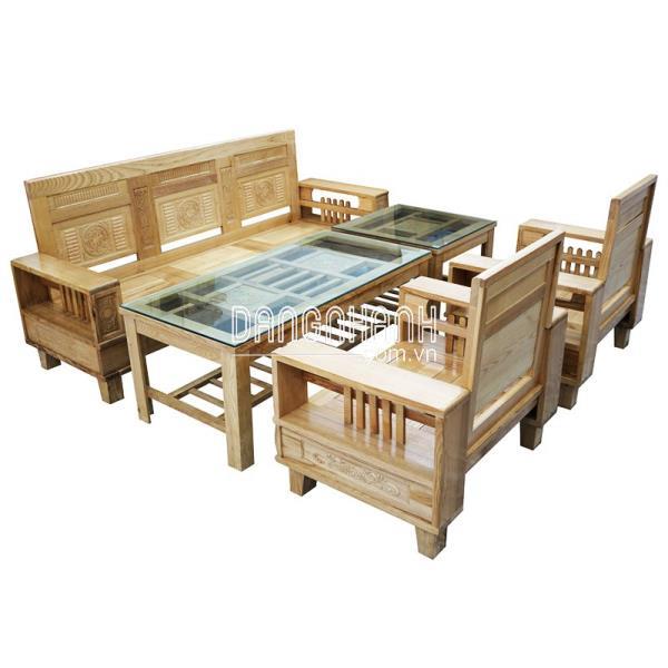 Ghế Sofa Đối Gỗ Sồi Nga Chạm Trống Đồng 5 Món