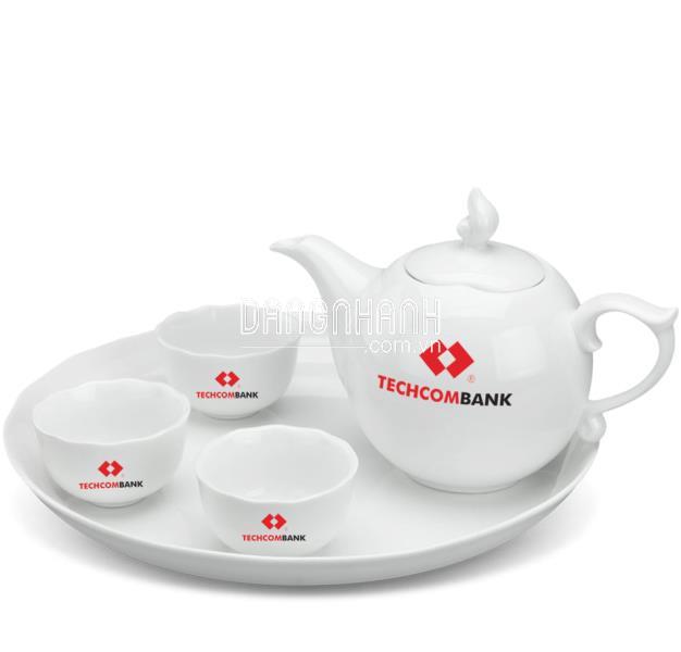 BỘ ẤM TRÀ 0.3L MẪU ĐƠN TRẮNG MINH LONG IN LOGO GIÁ RẺ