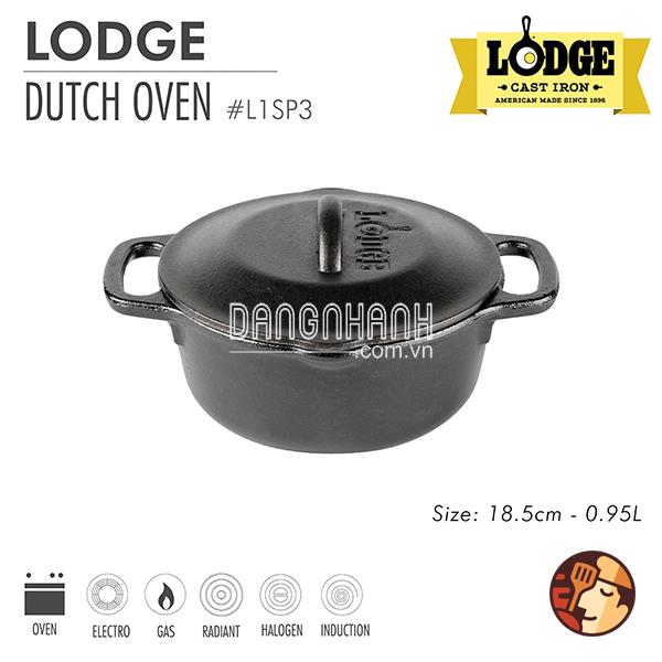 Nồi gang Lodge 18.5 cm - dung tích 0.95 lít