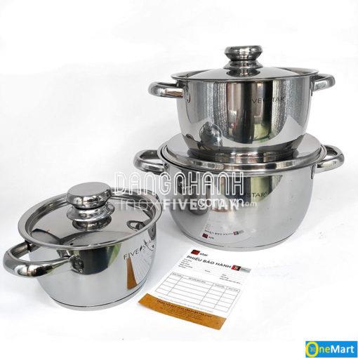 Bộ nồi Five Star 3 đáy 3 chiếc inox 430 cao cấp