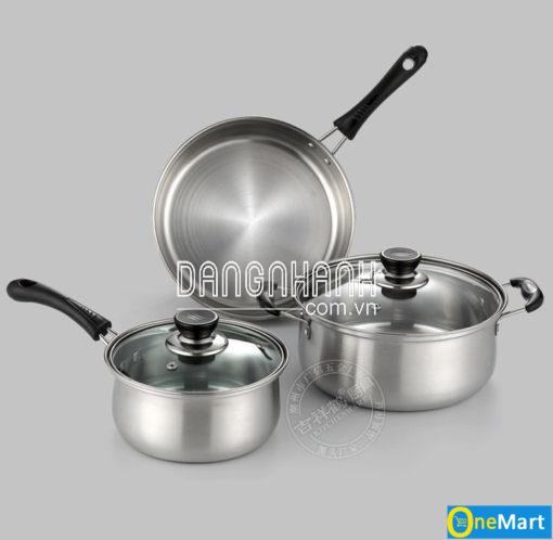 Bộ nồi inox 3 đáy 3 chiếc dùng được cho bếp từ