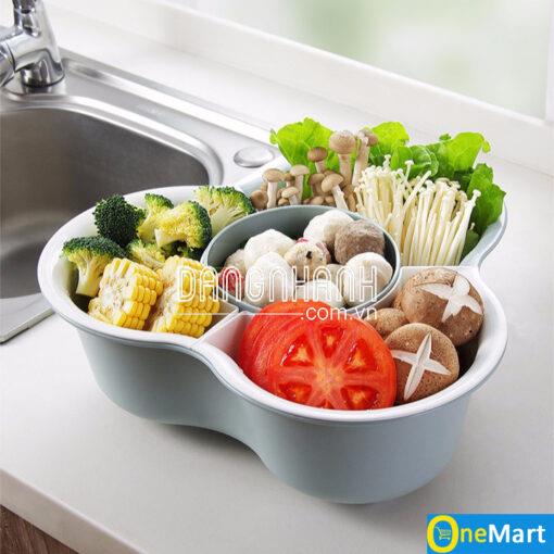 Bộ rổ ăn lẩu 4 ngăn 2 tầng đa năng tiện dụng
