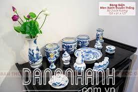 Bộ gốm Men Xanh Truyền Thống Ban Thờ 153cm