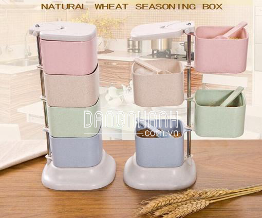 BỘ LỌ ĐỰNG GIA VỊ 4 TẦNG XOAY