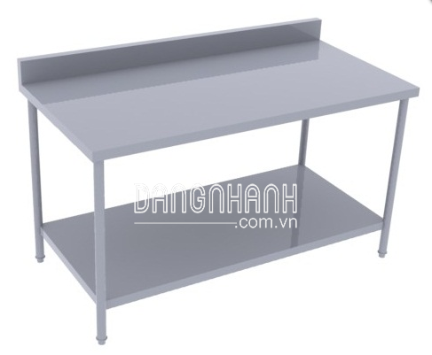 Bàn inox 2 tầng phẳng có gáy thấp