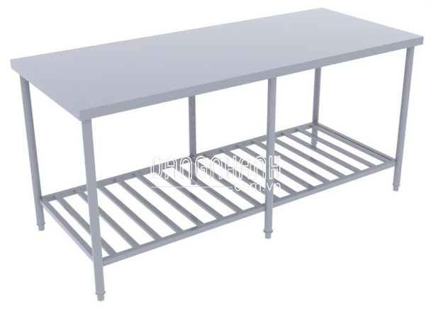 Bàn inox 2 tầng kệ song 6 chân